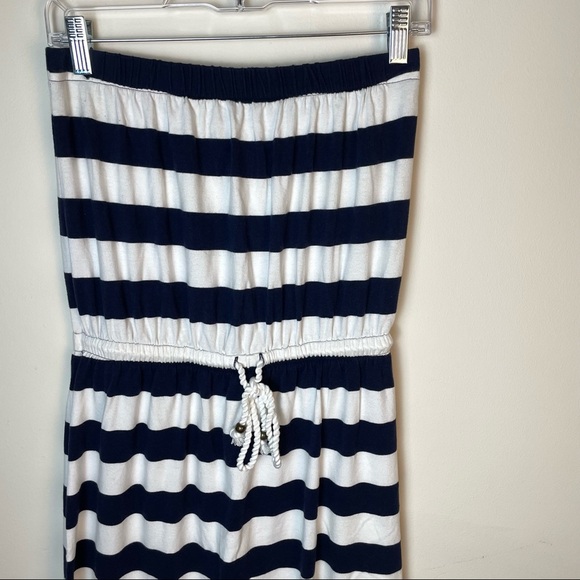 Old Navy Blue And White Striped Strapless Maxi Dress Size S - Picture 3 of 9